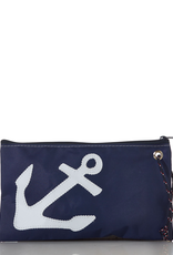 Sea Bags Large Wristlet White Anchor on Navy