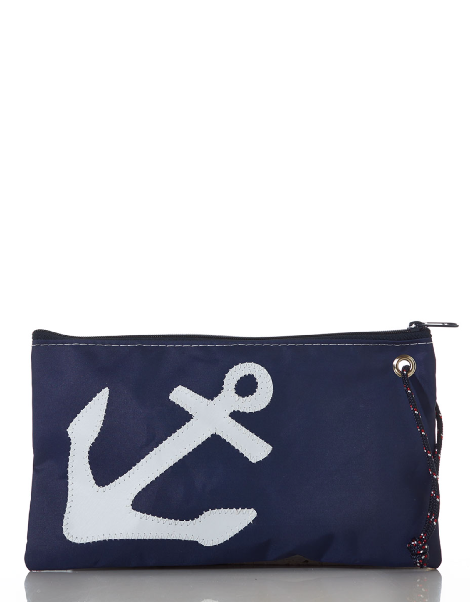 Sea Bags Large Wristlet White Anchor on Navy
