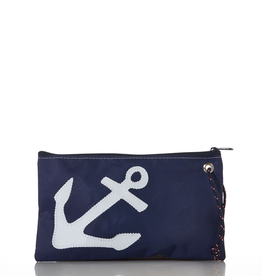 Sea Bags Large Wristlet White Anchor on Navy