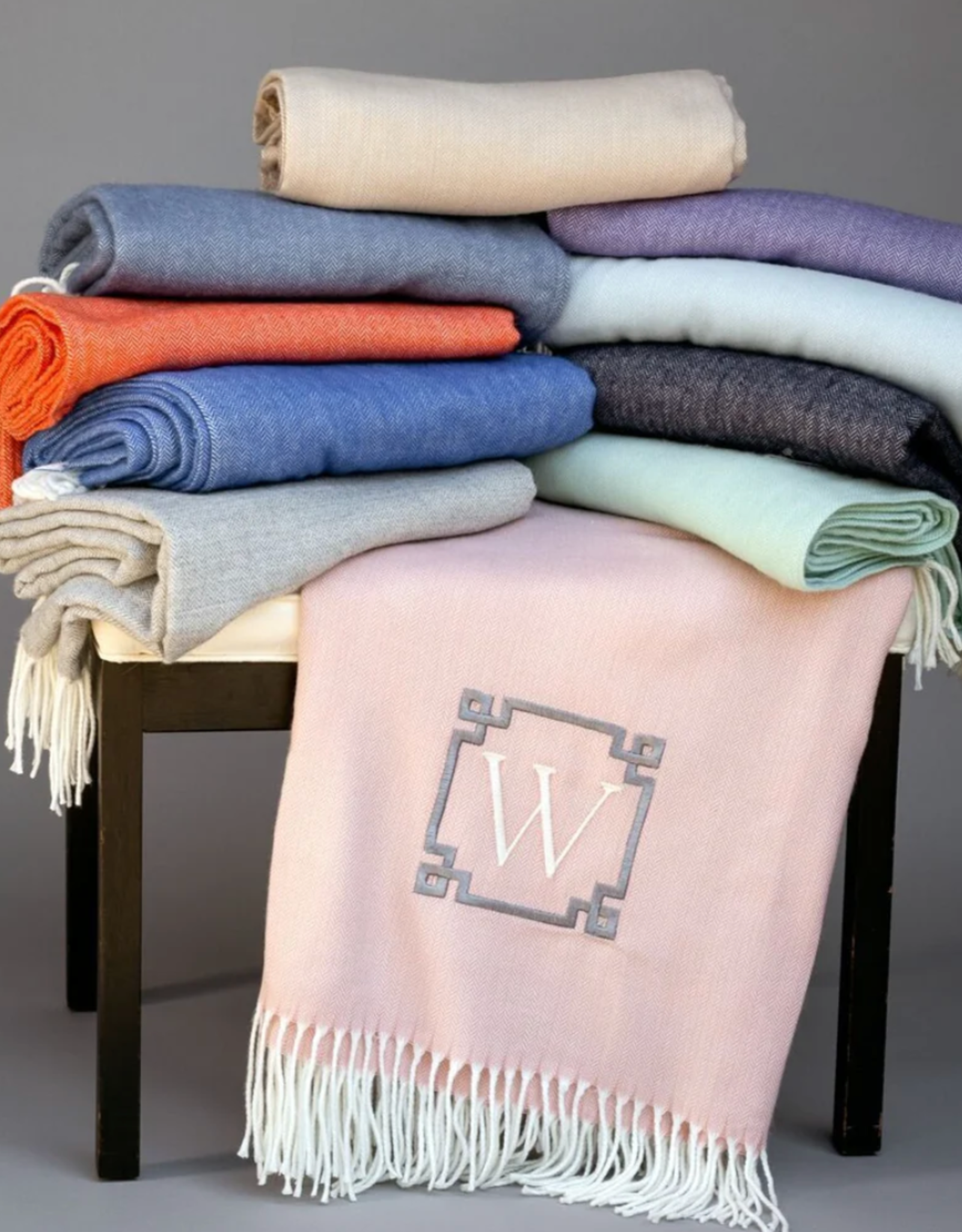 A Soft Idea Herringbone Plush Throw Pink