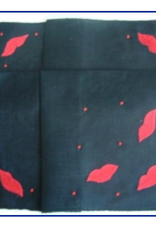 gerbrend Creations Hankie Black Cotton Red Lips