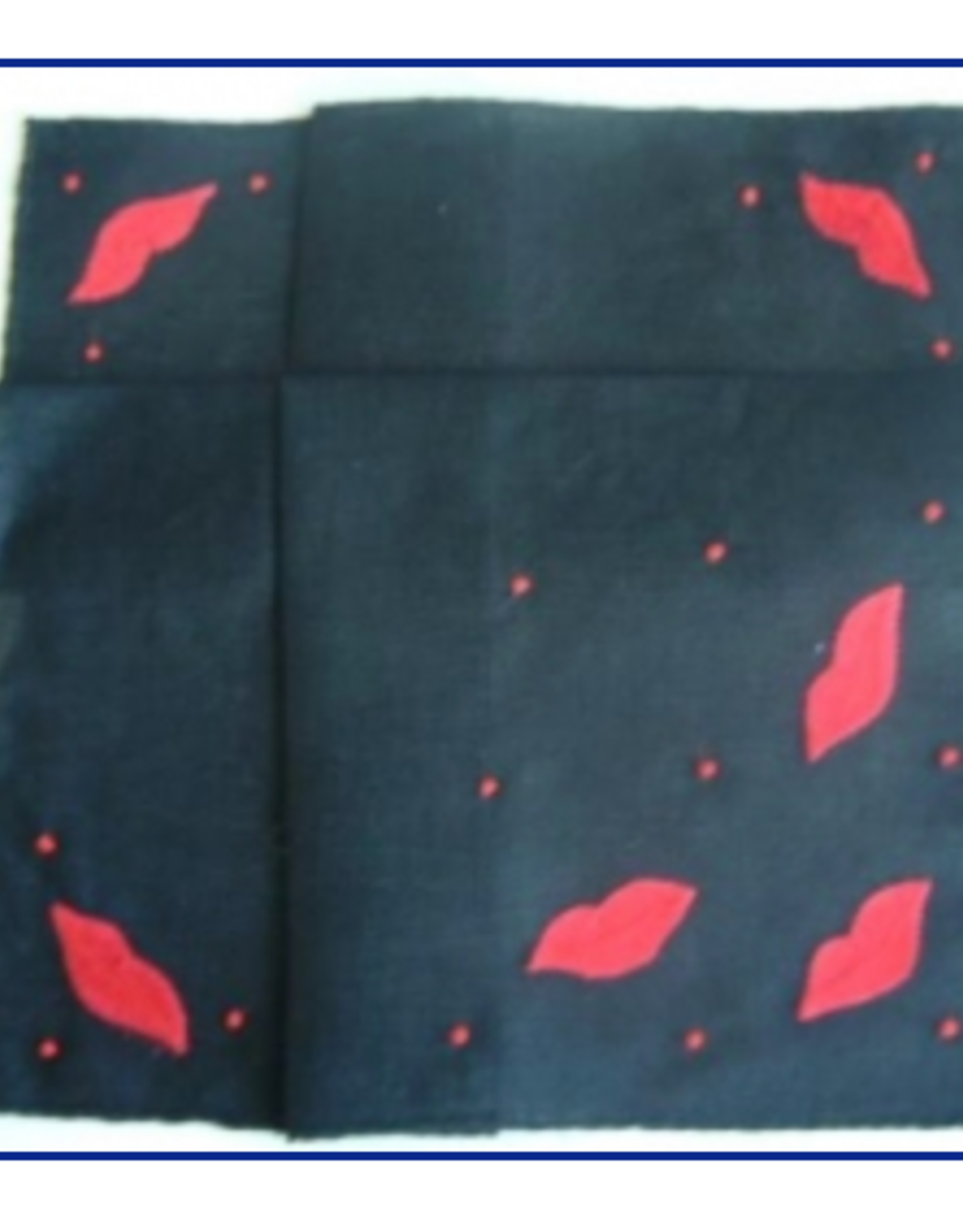 gerbrend Creations Hankie Black Cotton Red Lips