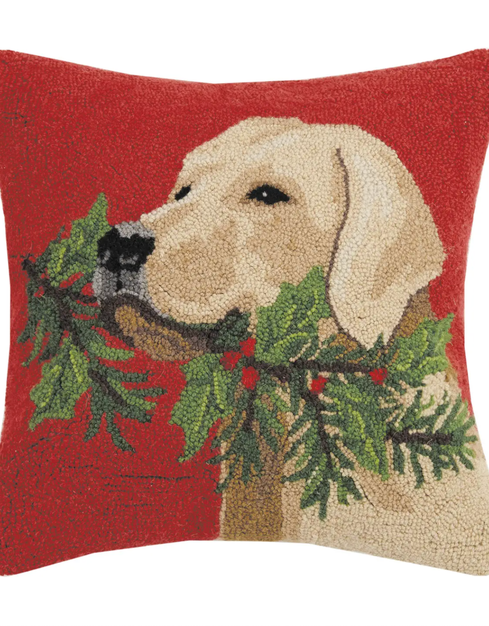 Lab w/ Holly Branch Pillow