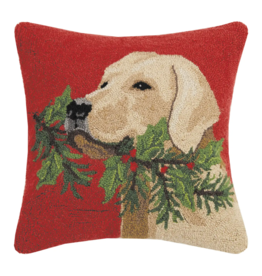 Lab w/ Holly Branch Pillow
