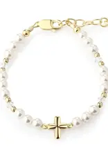 Cherished Moments Eve Gold /Pearl Baptism & Communion Bracelet 1-5yr