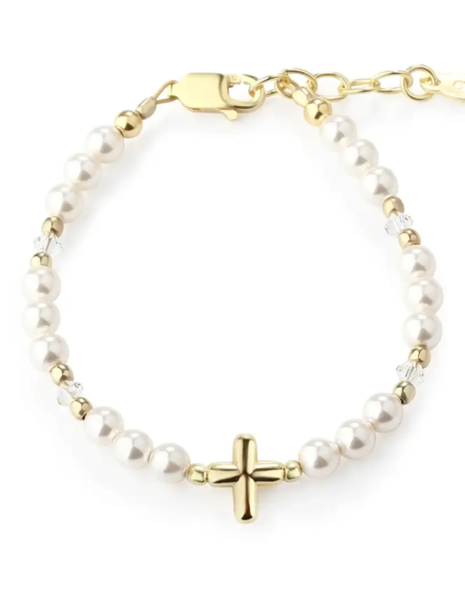 Cherished Moments Eve Gold /Pearl Baptism & Communion Bracelet 6-12yr