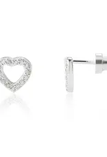 Cherished Moments Open Heart Earrings CZ Sterling Silver Screw Back