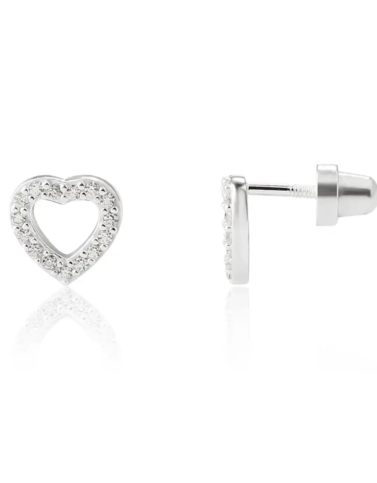 Cherished Moments Open Heart Earrings CZ Sterling Silver Screw Back