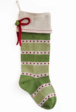 Melange Green Stripe w/bow Stocking