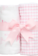 Three Marthas Set of 2 Burps Sailboat Pink