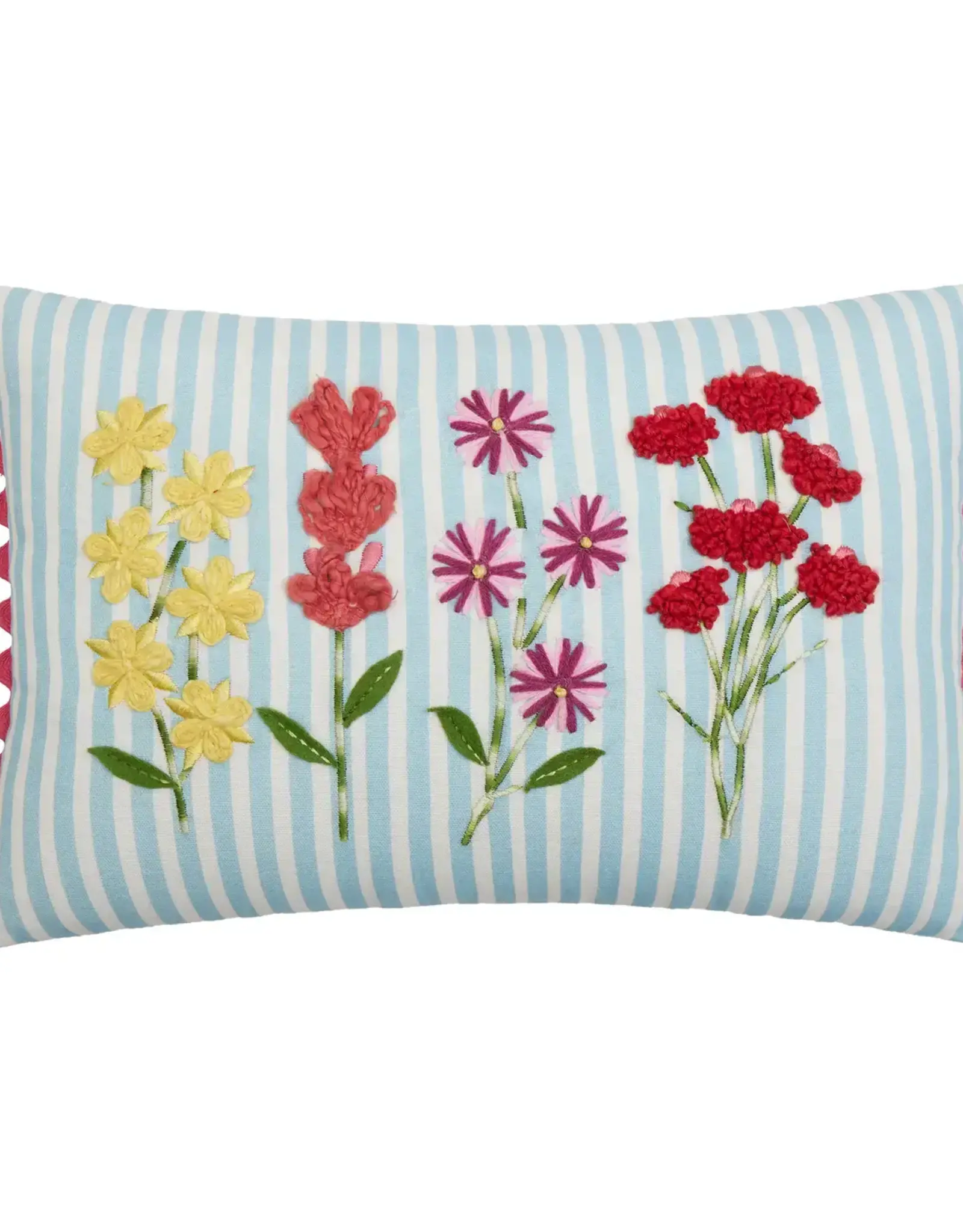 Pillow Blue Stripe Floral Oblong