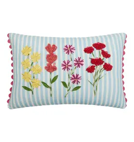 Pillow Blue Stripe Floral Oblong