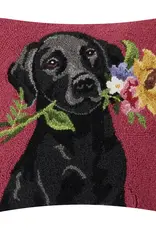 Floral Black Lab Pillow