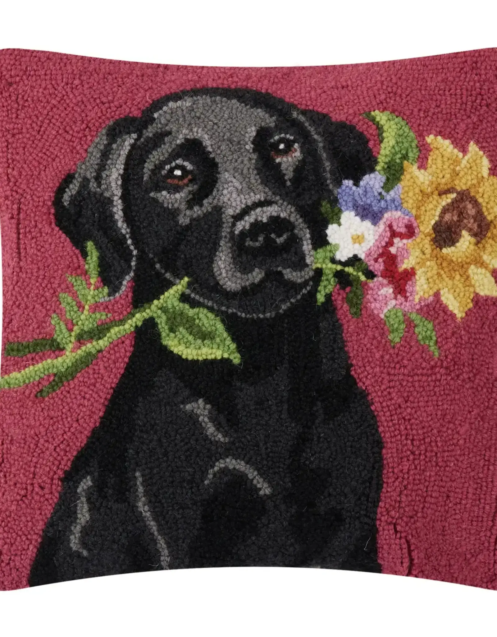 Floral Black Lab Pillow