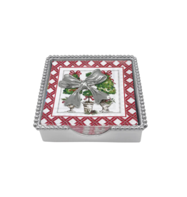 Mariposa Christmas Topiary Bow Beaded Napkin Box