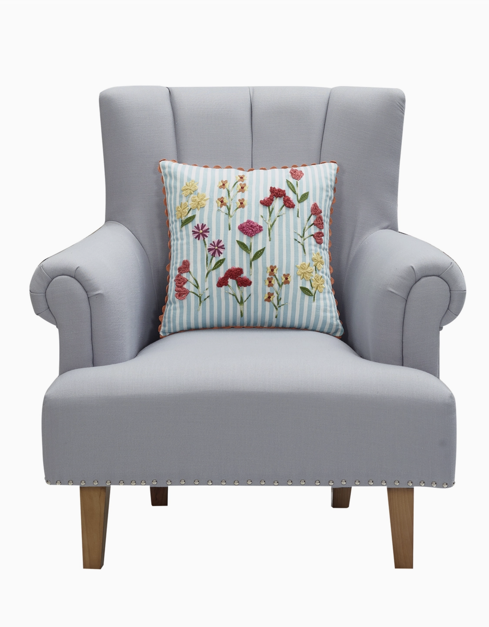 Pillow Blue Stripe Floral