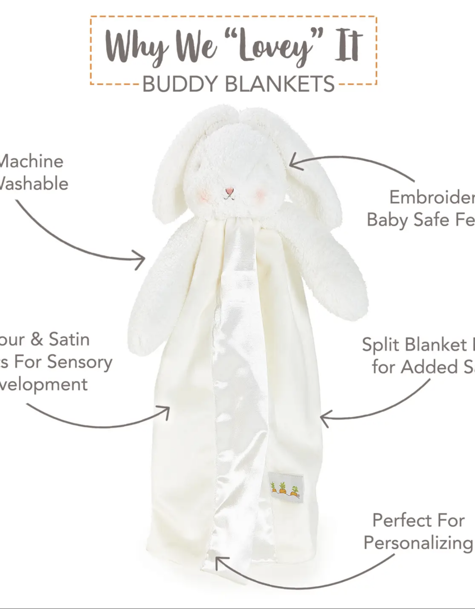 Bunnies by the Bay Buddy Blanket Bun Bun White Bunny