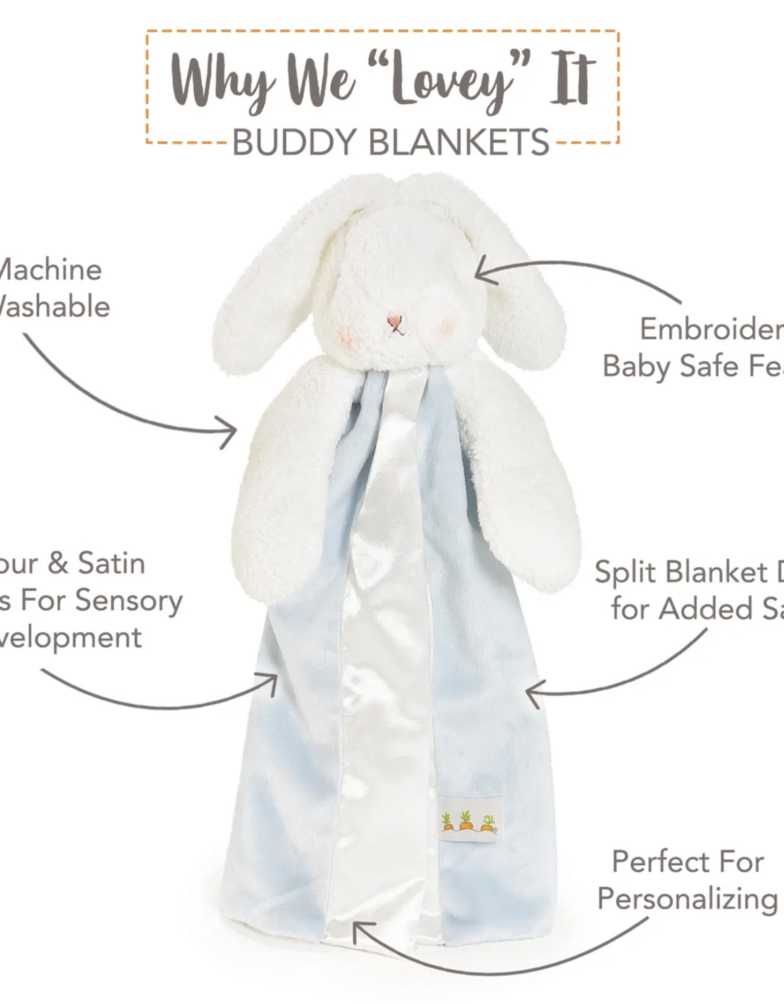 Bunnies by the Bay Buddy Blanket (SIMPLE) Bud Blue Bunny