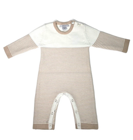 A Soft Idea Seed Stitch Striped Cotton L/S Onesie Oatmeal