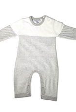 A Soft Idea Seed Stitch Striped Cotton L/S Onesie Heather Grey