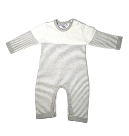 A Soft Idea Seed Stitch Striped Cotton L/S Onesie Heather Grey