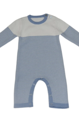 A Soft Idea Seed Stitch Striped Cotton L/S Onesie Blue