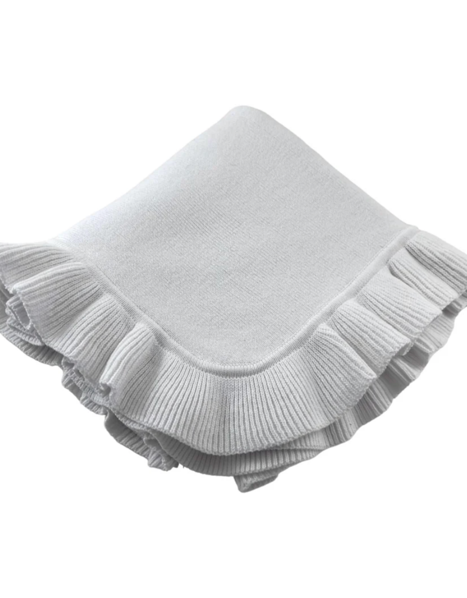 A Soft Idea White Cotton Ruffle Baby Blanket