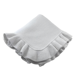 A Soft Idea White Cotton Ruffle Baby Blanket