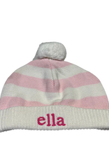 A Soft Idea Pink Stripe Hat w/pompom