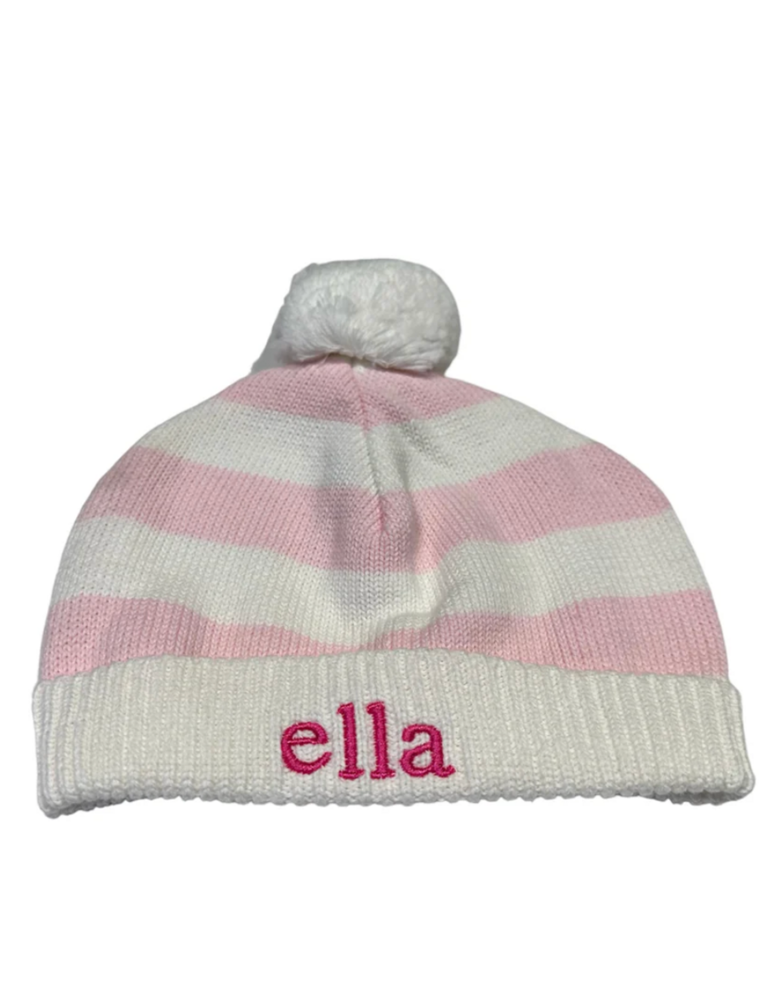 A Soft Idea Pink Stripe Hat w/pompom