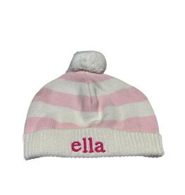 A Soft Idea Pink Stripe Hat w/pompom