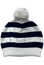 A Soft Idea Navy Striped Hat/pompom