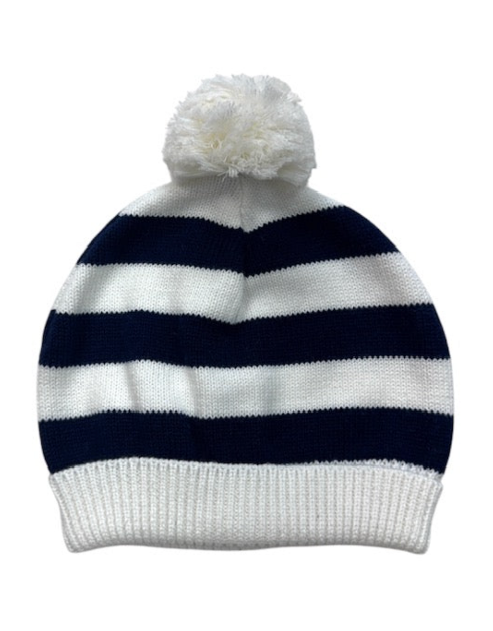 A Soft Idea Navy Striped Hat/pompom