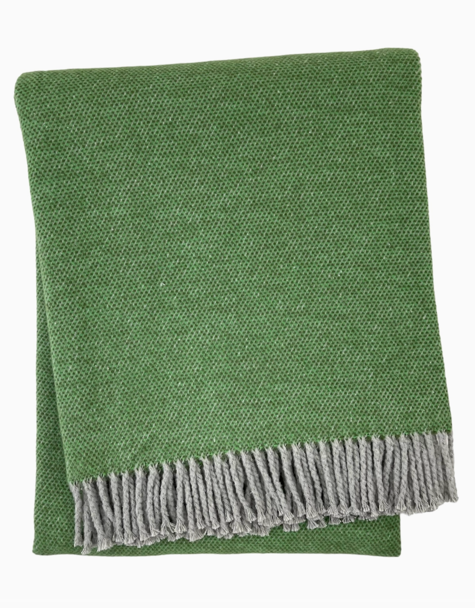 A Soft Idea Throw Pixel Forest Green/grey fringe
