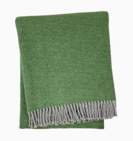 A Soft Idea Throw Pixel Forest Green/grey fringe