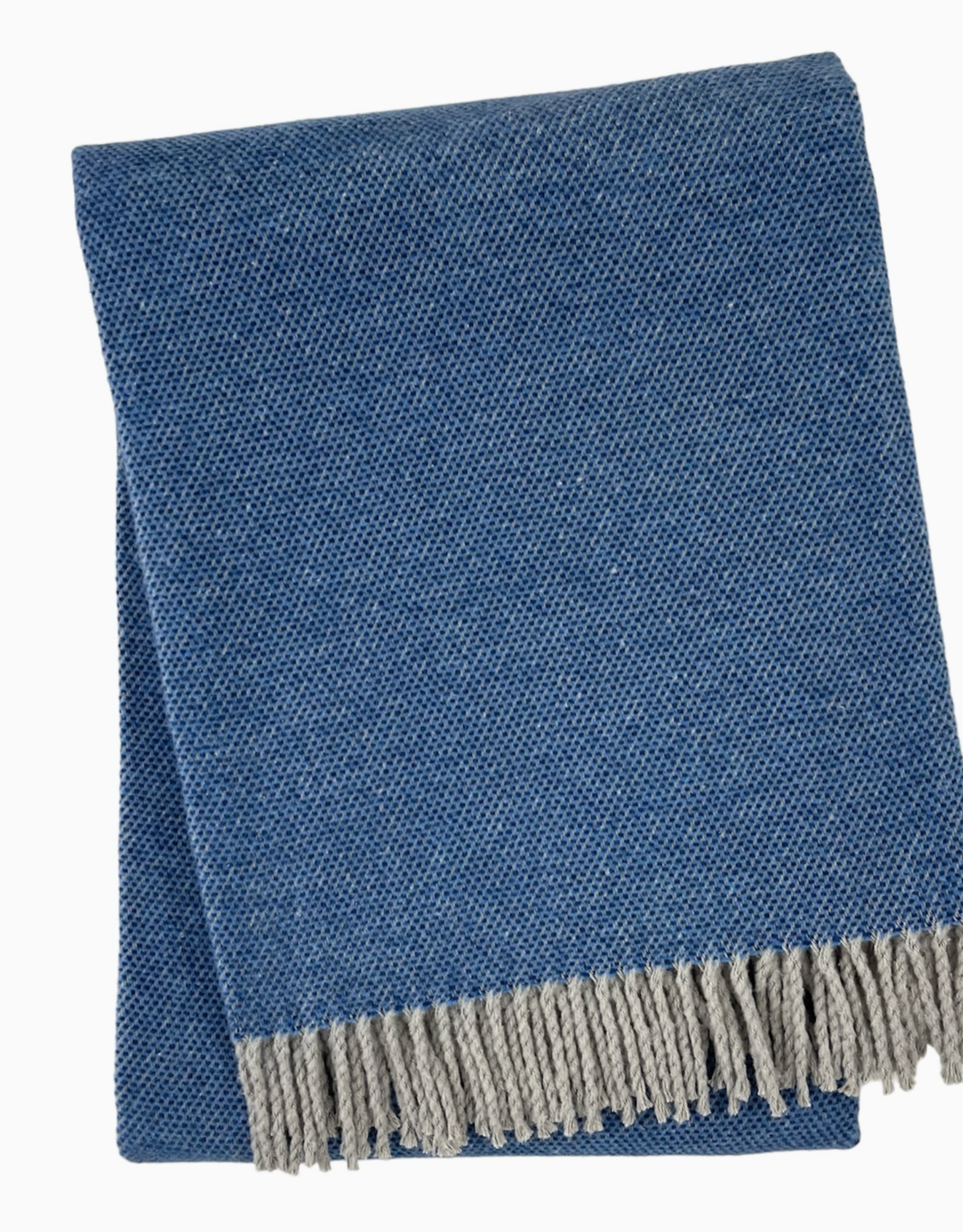 A Soft Idea Throw Pixel Cobalt w/grey fringe
