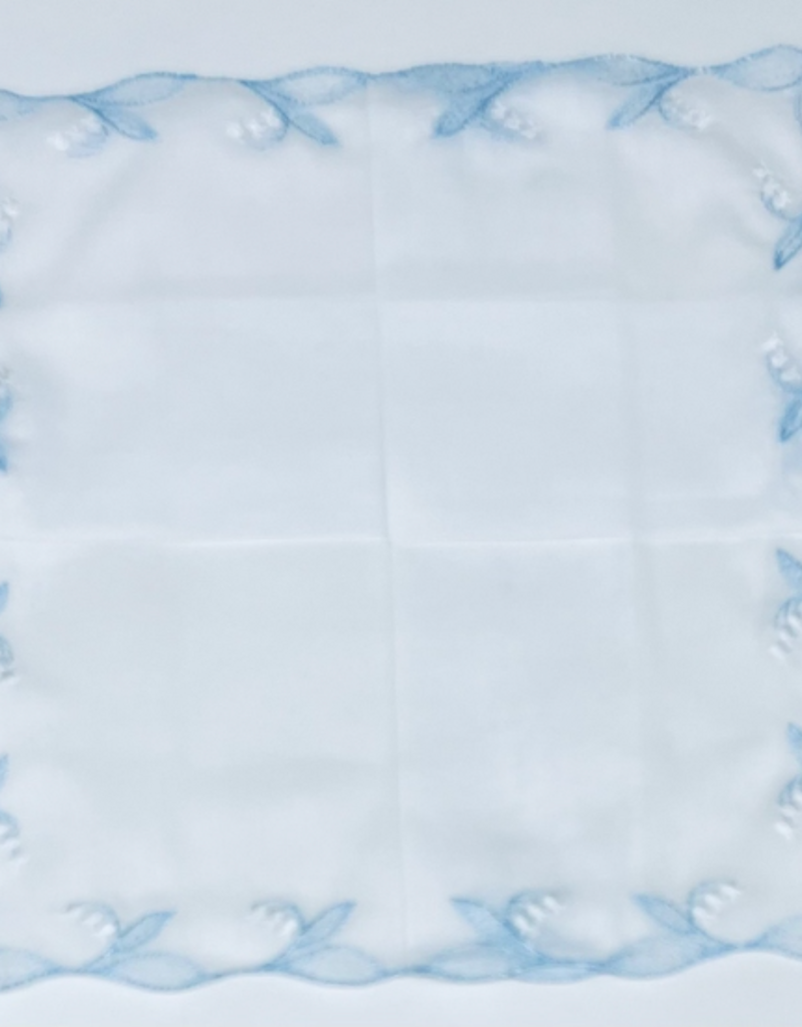 gerbrend Creations Hankie Cotton Embr. White w/light blue floral border