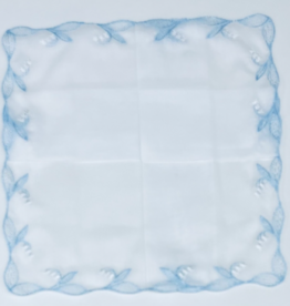 gerbrend Creations Hankie Cotton Embr. White w/light blue floral border