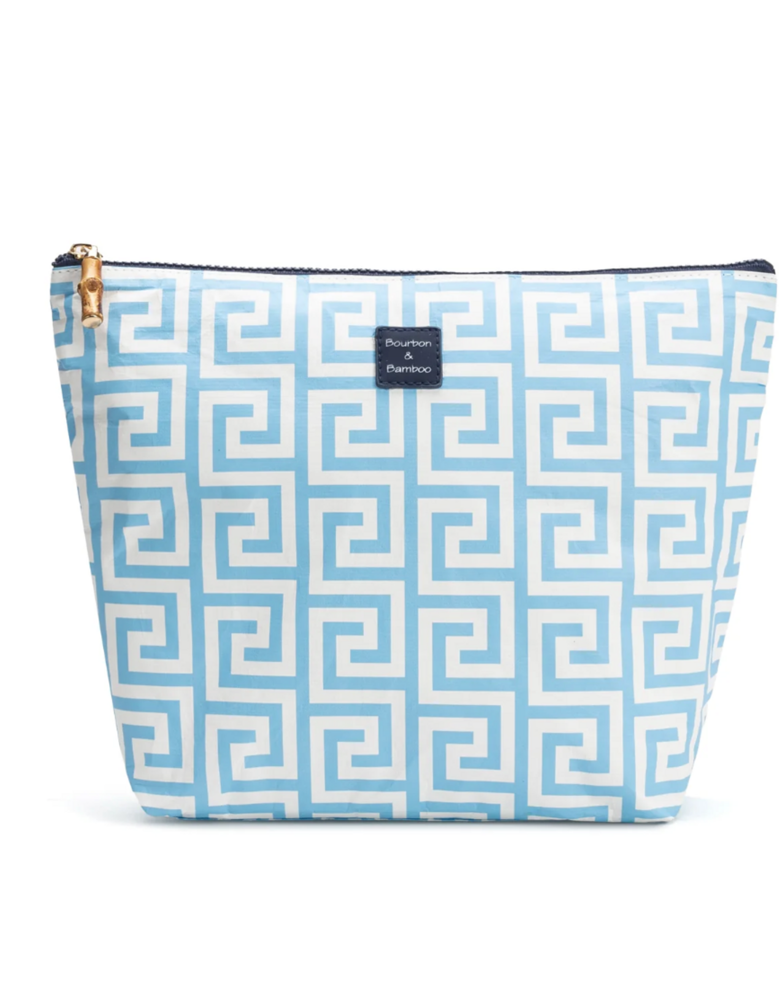 Bourbon & Bamboo Essentials Bag Blue Greek Key