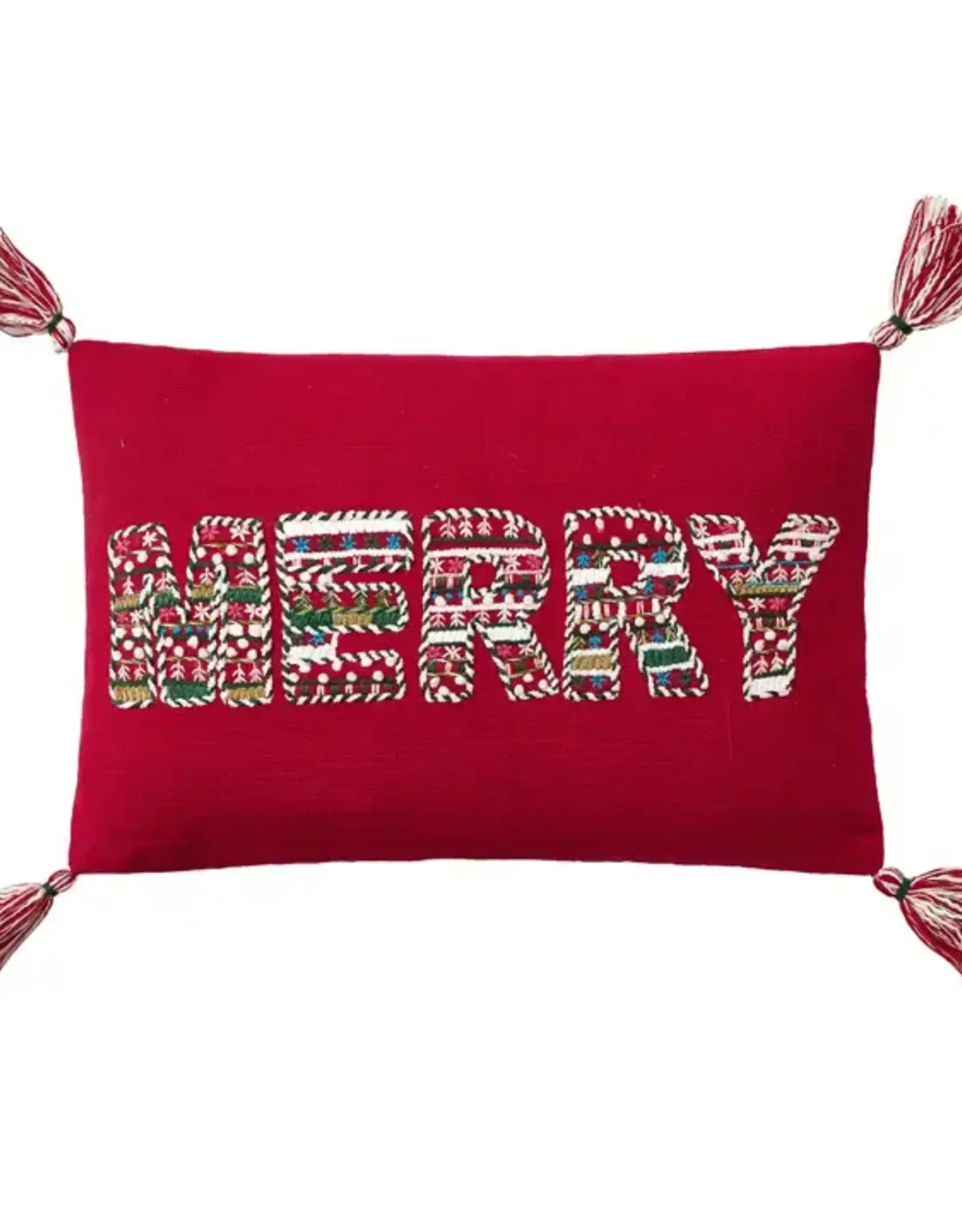 Merry  Pillow 12x18" w/ Tassels
