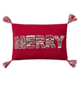 Merry  Pillow 12x18" w/ Tassels