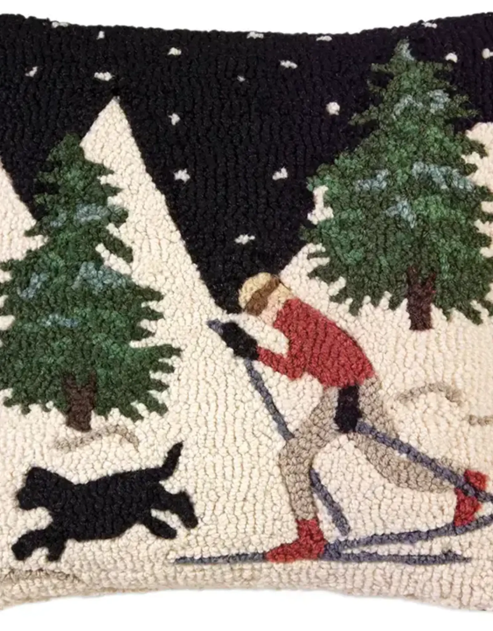 Chandler Four Corners Pillow Night Skiing w/DogWinter 18x18