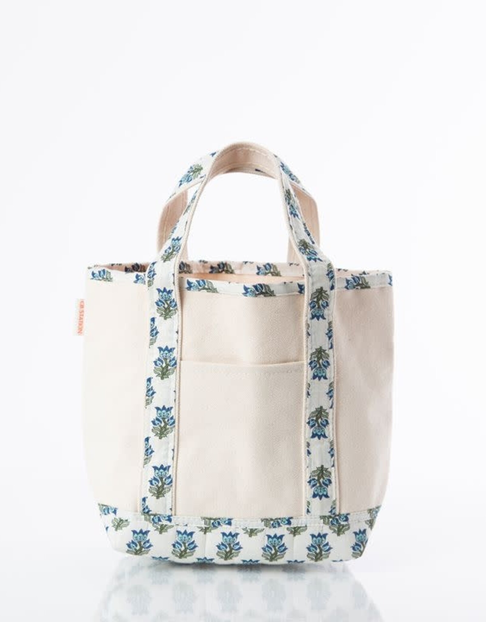 CB Station Block Print Open Top Tote Aqua