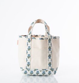 CB Station Block Print Open Top Tote Aqua