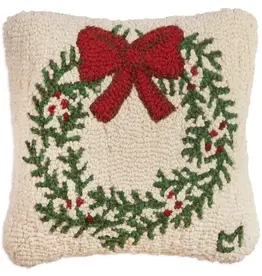 Chandler Four Corners Christmas Wreath Hooked Pillow 14x14