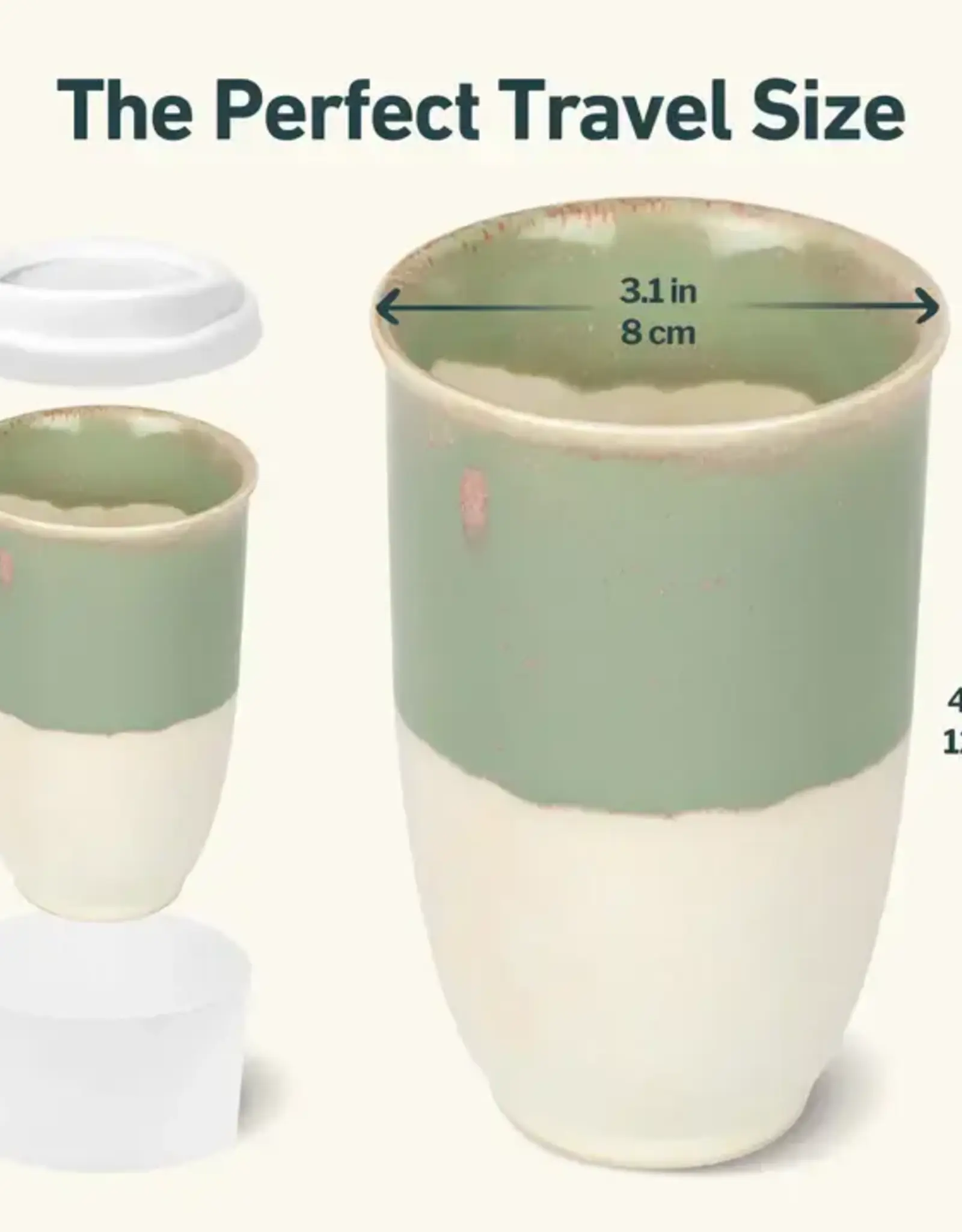 Nova Ceramics Sage Green Ceramic Travel Mug 12oz