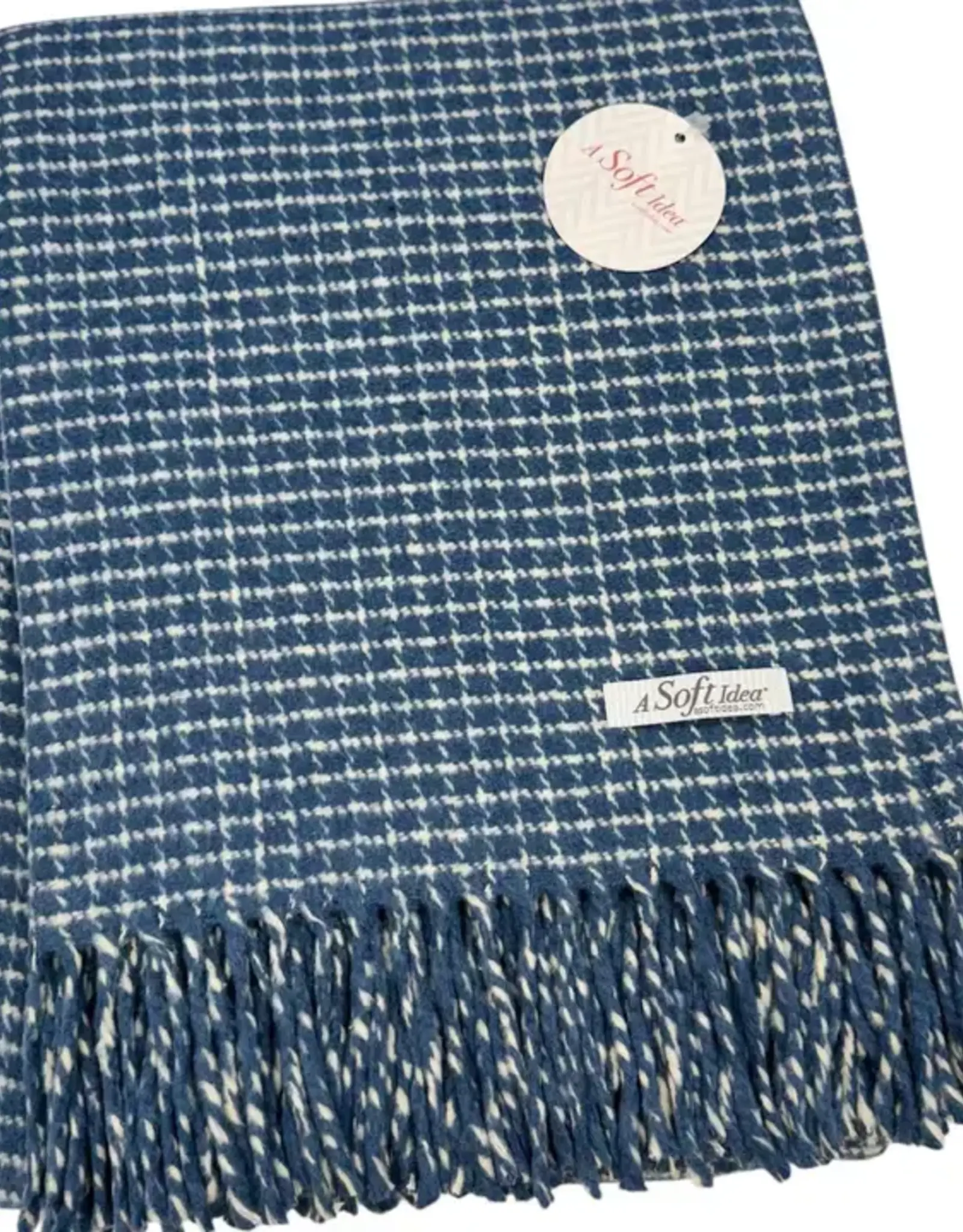 A Soft Idea Throw Small Check Denim/Cream