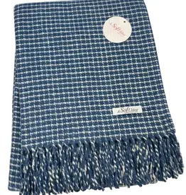 A Soft Idea Throw Small Check Denim/Cream