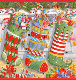 Caspari Stockings on the Mantel Advent Card xx