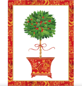 Caspari Holly Topiary Boxed Christmas Cards